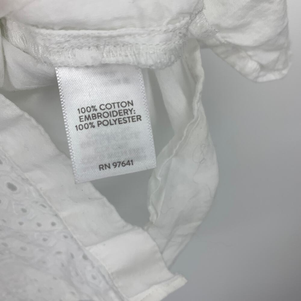 J Jill White Eyelet Embroidered Button Front Blouse Womens Large Cotton Boho Top - Picture 6 of 6